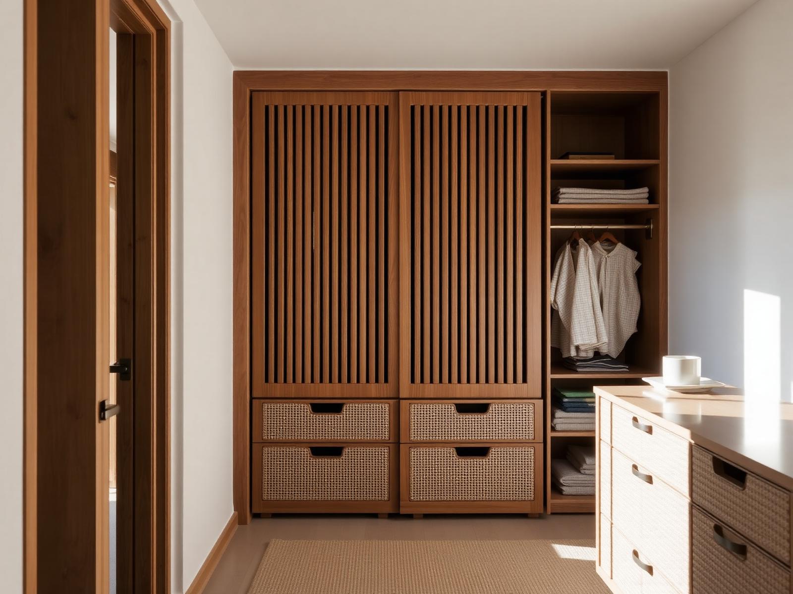 Slat & Rattan Wardrobe